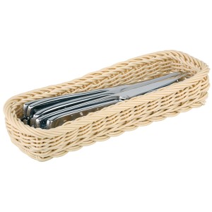 Koszyk na sztućce kosz polirattan beżowy 27cm x 10cm