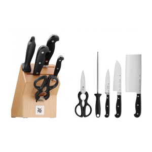 WMF - Spitzenklasse zestaw noży 3 szt + blok  + nożyce + ostrzałka