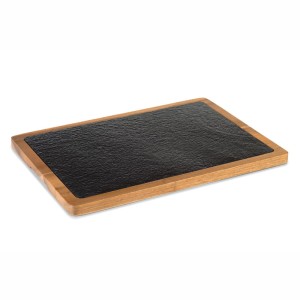 Pujadas Vollrath taca łupkowa w drewnianej akacjowej desce na sery wędliny 33 cm x 23 cm