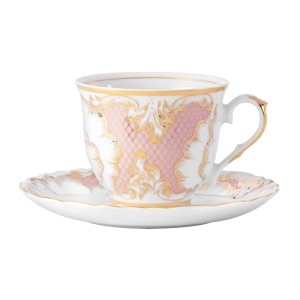Ćmielów - Rococo Rocaille filiżanka ze spodkiem 250 ml. pudrowy róż.