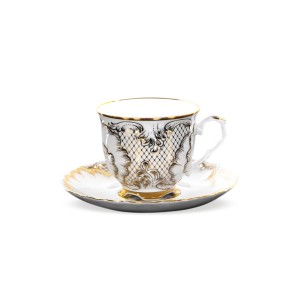 Ćmielów - Rococo Rocaille filiżanka ze spodkiem 250 ml. Alabaster.