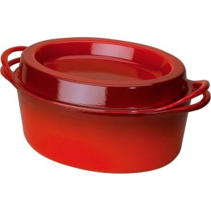 Le Creuset - CLASSIC Doufeu żeliwny owalny garnek 32 cm. 7,2 l. wiśniowy.