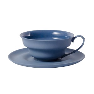 Ćmielów Design Studio - XL filiżanka ze spodkiem 500 ml. niebieska. 