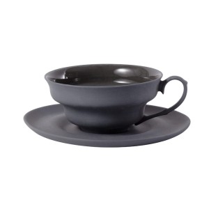 Ćmielów Design Studio - XL filiżanka ze spodkiem 500 ml. czarna.