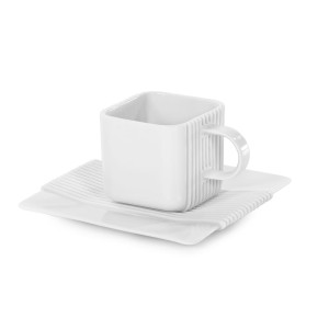Ćmielów Design Studio - System filiżanka ze spodkiem 110 ml. biała.
