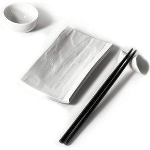 Ćmielów Design Studio - Natura zestaw do sushi dla 1 osoby. 3 el. biały.
