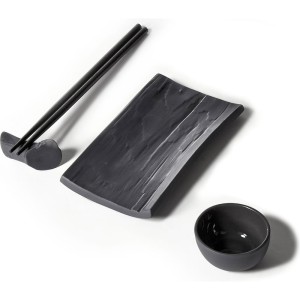 Ćmielów Design Studio - Natura zestaw do sushi dla 1 osoby. 3 el. czarny.