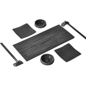 Ćmielów Design Studio - Sushi Zen zestaw do sushi dla 2 osób. 7 el. czarny. 