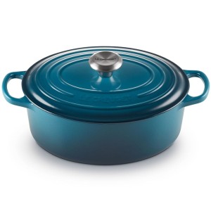 Le Creuset - SIGNATURE żeliwna owalna brytfanna 31 cm. 6,3 l. deep teal.