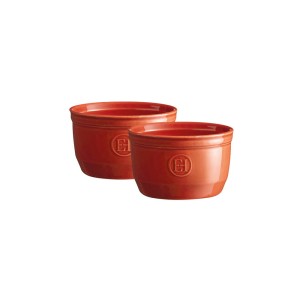 Emile Henry -  zestaw 2 miseczek do zapiekania Creme Brule ramekin czerwone. 