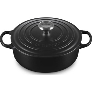 Le Creuset - SIGNATURE żeliwny garnek, brytfanna 24 cm. 3,1 l. czarny mat. 