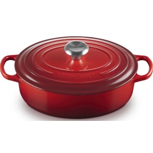Le Creuset - SIGNATURE owalny żeliwny garnek, brytfanna 27 cm. 3,4 l. wiśniowy.
