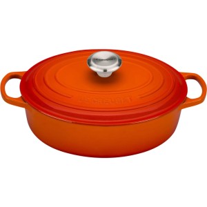 Le Creuset - SIGNATURE owalny żeliwny garnek, brytfanna 27 cm. 3,4 l. płomienny.