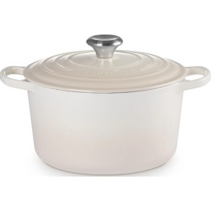 Le Creuset - SIGNATURE żeliwny garnek, brytfanna 24 cm. 5 l. meringue. 