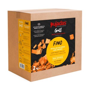 Pujadas Vollrath zrębki wędzarnicze Sherry Aromatic Oak Chips – 2 kg wiórków dębowych z beczek po sherry do grillowania i wędzenia