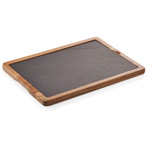 WAS Germany deska serwingowa SLATE & SERVE – łupek naturalny i drewno akacjowe 33 × 23 cm