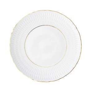 Ćmielów - Sofia Złota linia biały talerz płytki obiadowy 26 cm.  