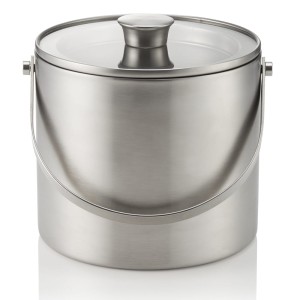 WAS Germany wiaderko na lód z pokrywką i szczypcami – 18,5 cm 3 l stal nierdzewna 18/10