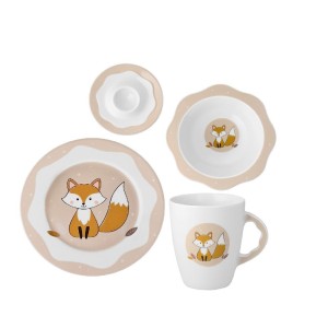 Ćmielów – zestaw dla dzieci porcelanowy 4-elementowy Lisek W047