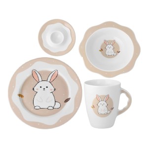 Ćmielów – zestaw dla dzieci porcelanowy 4-elementowy Zajączek W046