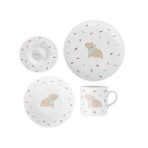 Ćmielów – zestaw dla dzieci porcelanowy 4-elementowy Kapibara W049