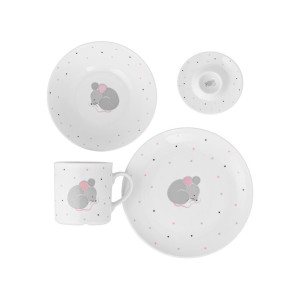 Ćmielów – zestaw dla dzieci porcelanowy 4-elementowy Myszka W051