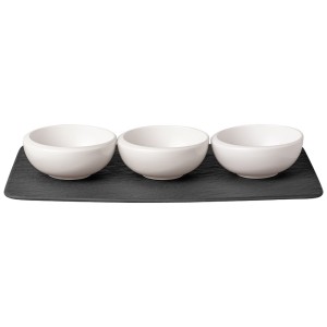 Villeroy & Boch NewMoon zestaw podstawa 3 miseczki do dipów sosów 8cm 110ml