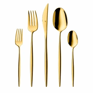 WMF Enia Gold zestaw złotych sztućców dla 12 osób 60 el sztućce The New Easy