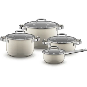 Wmf - Fusiontec Mineral Pro zestaw kremowych garnków z rondlem 4szt + pokrywki macadamia