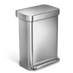 Simplehuman kosz na śmieci pedałowy z kieszenią na worki 55 l szczotkowana stal
