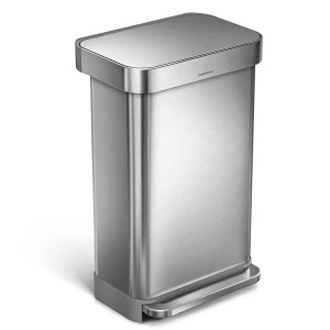 Simplehuman kosz na śmieci pedałowy z kieszenią na worki 45 l szczotkowana stal