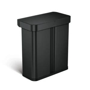 Simplehuman kosz na śmieci z czujnikiem ruchu SENSOR dwukomorowy sterowany głosem 58 l czarny mat