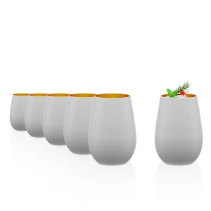 Stolzle Lausitz Olympic białe ze złotym szklanki do drinków wody napojów 465 ml 6 szt