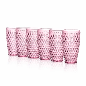 Stolzle Lausitz Oberglas Otto różowe szklanki do wody soków drinków 473 ml. 6 szt.