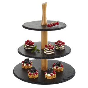Patera wieża 3 poziomy łupkowa na przystawki ciasta torty sushi